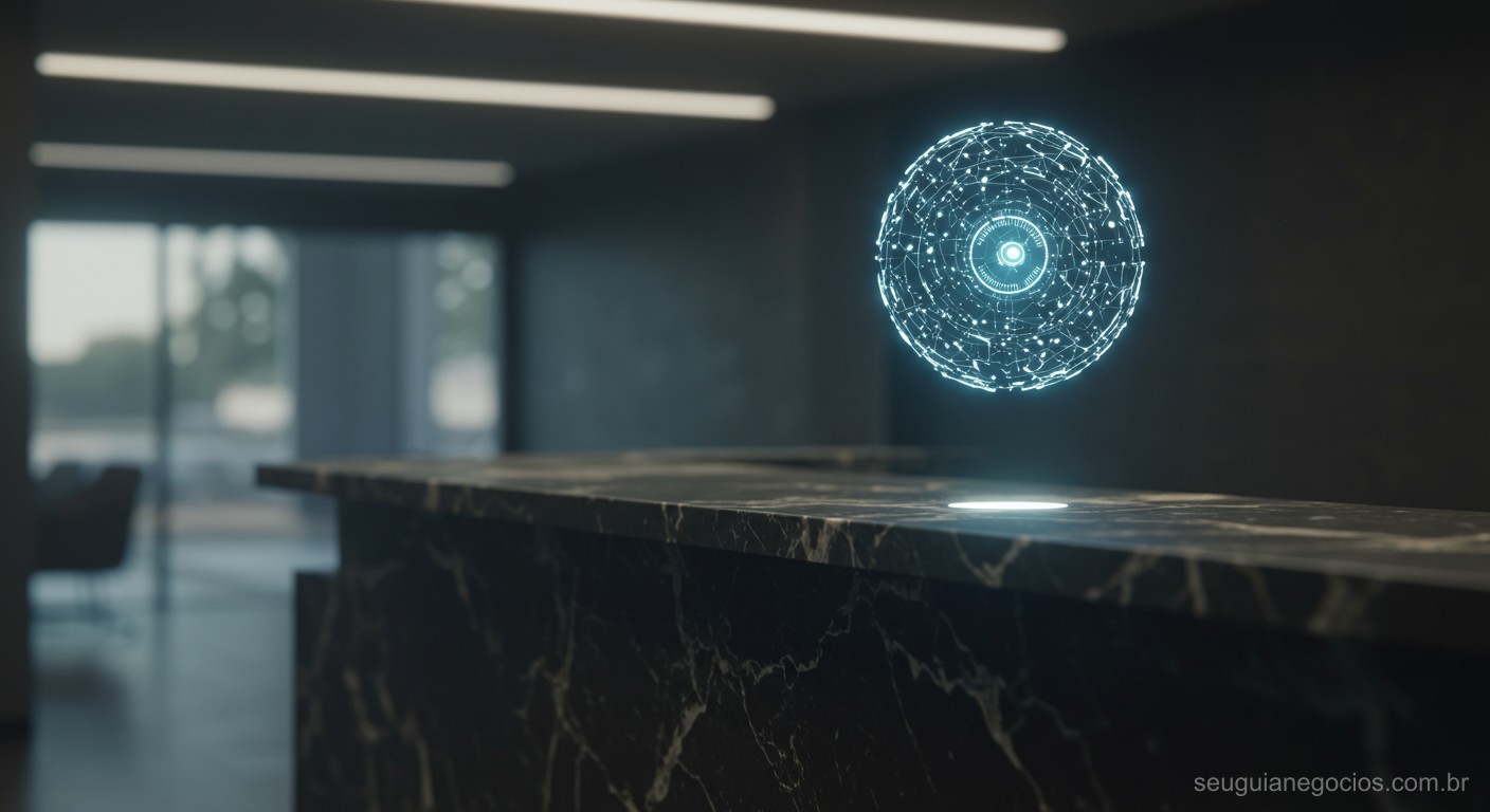 Ilustração de atendente virtual com inteligência artificial (capa)