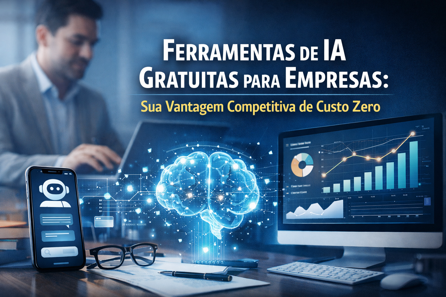 Ilustração de ferramentas de ia gratuitas para empresas (capa)