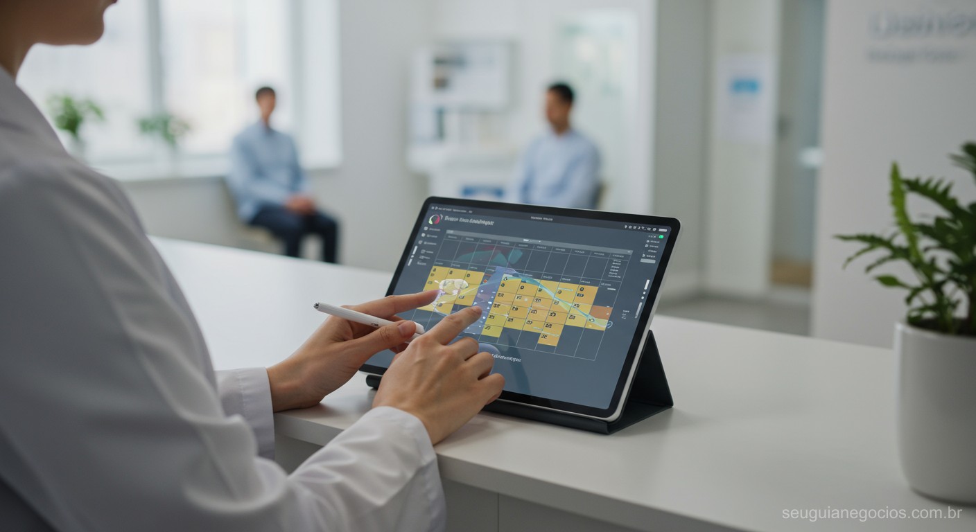 Médico analisando exame com o auxílio de inteligência artificial