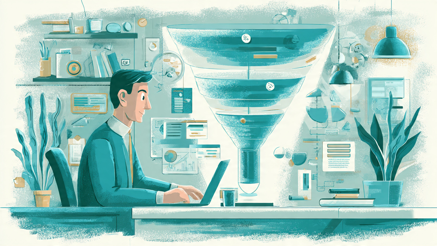 Empreendedor criando funil de vendas com inteligência artificial para pequena empresa