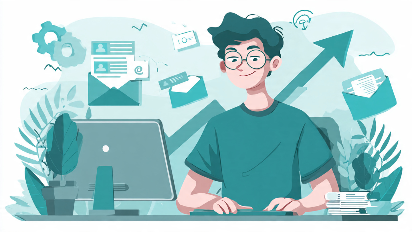 Empreendedor usando e-mail marketing automatizado para vender mais em pequena empresa