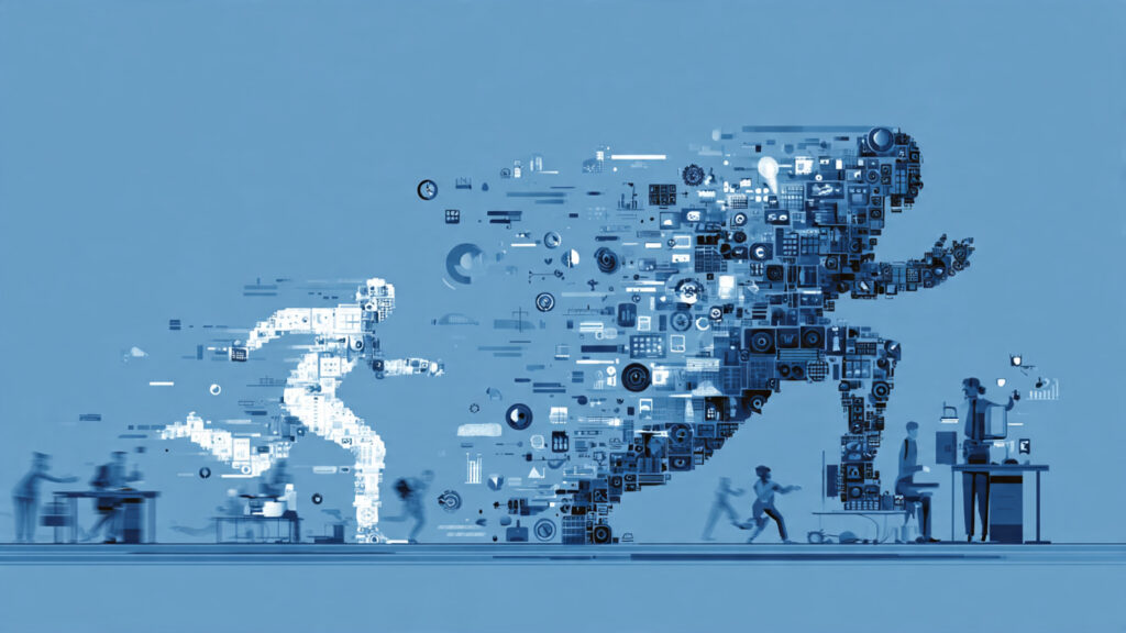 Pequena empresa com vantagem competitiva usando agentes de inteligência artificial contra grandes concorrentes